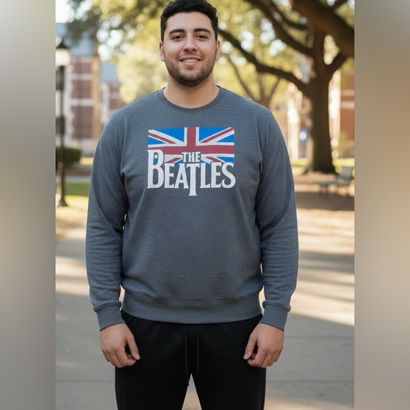 The Beatles Other - The Beatles Screen Print Long Sleeve Gray Pullover Sweatshirt  NWOT Sz Men’s 2XL